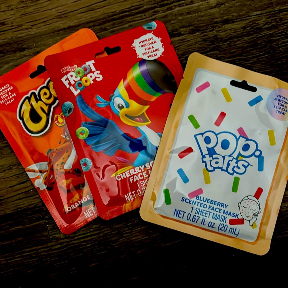 3 Face masks : Cheetos, Pop-tarts, and Froot Loops face masks